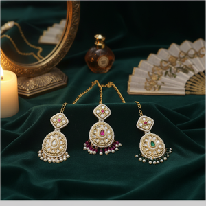 Jewelemarket Maangtikka Chapado en Oro Verde con Piedra de Cristal y Perlas 11151630GR Joyería Elegante con Perlas - Product Image 3
