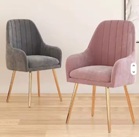 Silla de Comedor Moderna al por Mayor, Muebles de Comedor, Silla de Comedor Nórdica de Metal, Silla de Comedor de Terciopelo con Patas de Metal