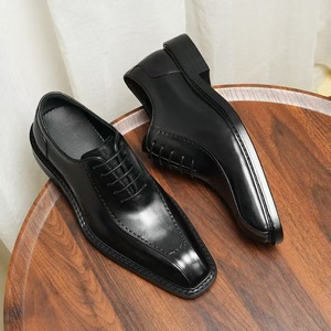 Chaussures habillées décontractées pour hommes en cuir véritable respirant, à lacets, bout fermé, plates, imperméables, grandes tailles - Product Image 2