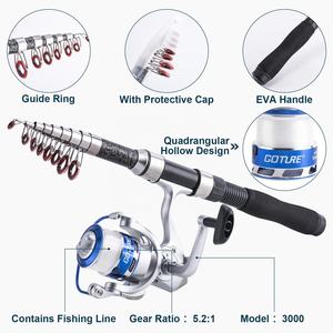 <span class=keywords><strong>Canne</strong></span> à pêche et moulinet <span class=keywords><strong>Goture</strong></span> Combos-2pcs <span class=keywords><strong>canne</strong></span> à pêche télescopique + 2 moulinets avec sac de transport Kit de moulinet à <span class=keywords><strong>canne</strong></span> télescopique - Product Image 3