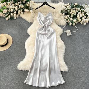 Nouvelle mode de robes de soirée creuses <span class=keywords><strong>dos</strong></span> <span class=keywords><strong>nu</strong></span> pour femmes robes longues élégantes françaises - Product Image 3