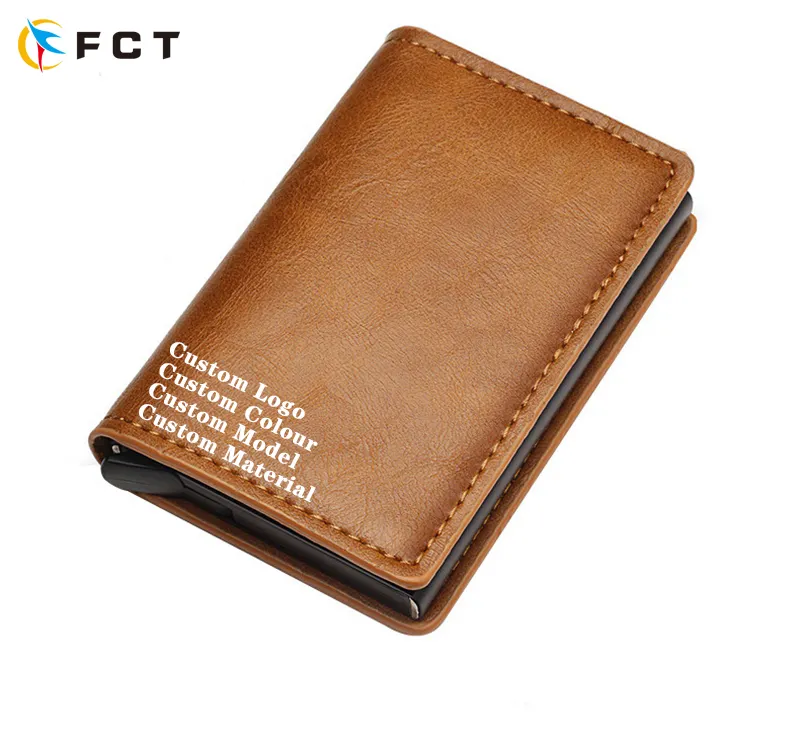 Rfid Function Pu Leather Credit Card Holder Wallet With Card Box