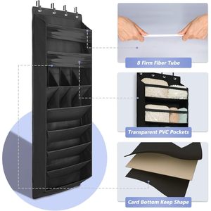 Over The Door Shoe Organizer 8 <b>Shelves</b> 68 Inch Black Hanging Shoe Rack For Closet Storage With <b>Deep</b> Pockets - Product Image 3