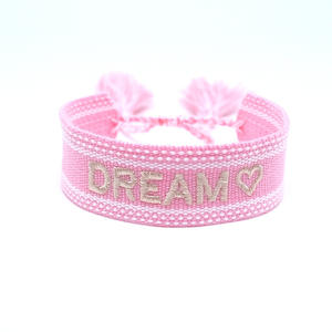 Pulsera de <span class=keywords><strong>la</strong></span> <span class=keywords><strong>amistad</strong></span> con letras bordadas para parejas, brazalete bohemio multicolor, ajustable, para el Día de San Valentín - Product Image 4