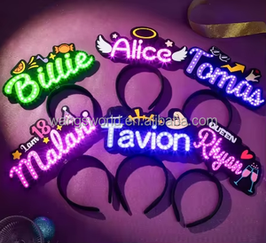 عصابة رأس مضيئة من قماش غير منسوج بتصميم أنيق، مشبك شعر مضيء للحفلات الموسيقية وفرق التشجيع، إكسسوار شعر LED للحفلات - Product Image 6