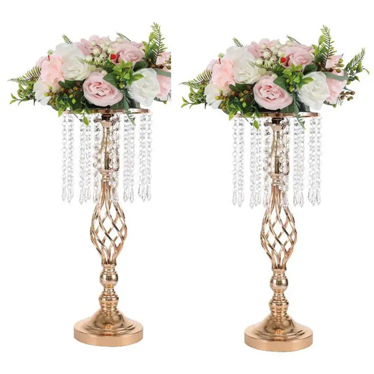Metal Gold Table Centerpiece Wedding Decoration Crystal Wedding Table Flower Stand Centerpieces Wedding Supplies