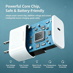 Mini <span class=keywords><strong>Cargador</strong></span> Rápido GaN PD USB-C <span class=keywords><strong>de</strong></span> 30W con Protección OTP para Laptop, Compatible con 16/15 <span class=keywords><strong>Pro</strong></span> <span class=keywords><strong>Max</strong></span>, iPad <span class=keywords><strong>Pro</strong></span> y Otros - Product Image 5