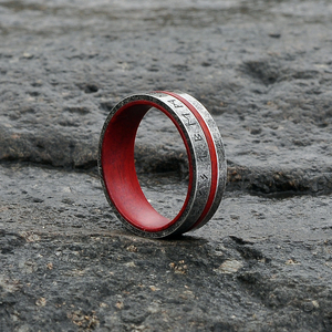 Viking Souvenir Rose Bois Doublure En Acier Inoxydable Norse Hommes Rune Anneau Viking Bijoux - Product Image 4