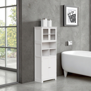 ארון רחצה Mdf חדר אמבטיה לבן מודרני המארגן קיבולת גדולה תאים מרובים מודרני - Product Image 4