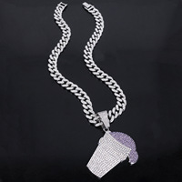 Pendentif en alliage incrusté motif crème glacée, tendance, pour hommes et femmes, style hip-hop, breloque de collier, pendentifs et breloques de mode