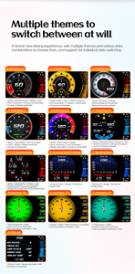 Affichage TFT HUD sur le pare-brise de la voiture avec compteur de vitesse, compte-tours, temps de conduite, consommation de carburant, moniteur de température de l'eau - Product Image 6