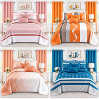 Vente en gros de linge de lit 8 pièces OEM ODM avec 2 rideaux assortis et 4 taies d'oreiller, collection complète pour chambre à coucher Queen King