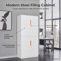Armoire de classement en acier à 4 portes, meuble de rangement métallique, organisateur de documents de bureau avec serrure, armoire scolaire, mobilier