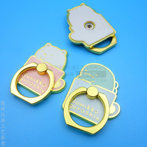Sumikko Gurashi Phone <b>Ring</b> Holder Gold Alloy Cartoon Design Desktop Stand Manual <b>Clip</b> General Use - Product Image 3