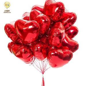 2020 글로보 산 발렌타인 선물 사용 뜨거운 판매 저렴한 가격 로맨틱 마일러 헬륨 18 인치 레드 컬러 하트 호일 풍선
