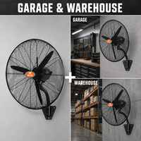 Ventilateur mural électrique à 3 pales métalliques, haute vitesse, oscillant, pour entrepôt, atelier, garage, extérieur, usage domestique, refroidissement