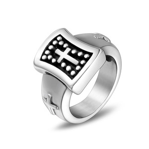 Cross <b>Ring</b> Men's <b>Titanium</b> Steel Punk Style Fashion Jewelry SA285 - Product Image 1