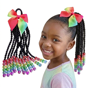 AliLeader Hair <span class=keywords><strong>Queue</strong></span> <span class=keywords><strong>de</strong></span> <span class=keywords><strong>cheval</strong></span> tressée pour enfants <span class=keywords><strong>de</strong></span> 8 pouces avec perles <span class=keywords><strong>et</strong></span> nœud papillon, idéale pour les fêtes <span class=keywords><strong>et</strong></span> l'usage quotidien - Product Image 1