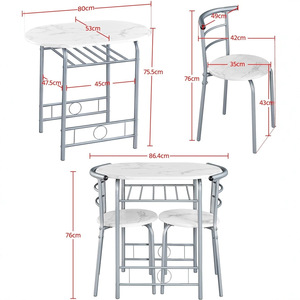 Modern minimalist <b>white</b> three-piece bar counter and dining <b>table</b> and chair set, suitable for <b>small</b> apartments, double breakfast - Product Image 3