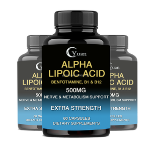 Asam Alfa Lipoat Berkualitas Tinggi dengan <span class=keywords><strong>Vitamin</strong></span> B1 <span class=keywords><strong>B12</strong></span> untuk Meningkatkan Penyerapan Mendukung Sirkulasi dan Kesehatan Saraf Kapsul - Product Image 1