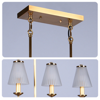 Lustre linéaire moderne de luxe en acier inoxydable doré et verre, 5 lumières, LED 30W, garantie 2 ans, pour salle à manger, cuisine, salon