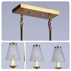 Lámpara de Araña Moderna de Lujo para Comedor, de Acero Inoxidable Dorado y Cristal, con 5 Luces Lineales, para Isla de Cocina o Restaurante - Product Image 5