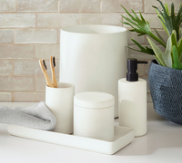 Ensemble d'accessoires de salle de bain cinq pièces porte-mouchoirs en résine distributeur de savon gobelet en blanc mat pour une utilisation au bain