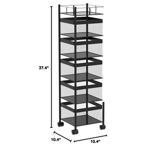 STELLAR PATH Single Tier Carbon Steel Modern Multifunction Kitchen Cart for Fruits Snacks <b>Vegetables</b> Grocery Storage Black/White - Product Image 3