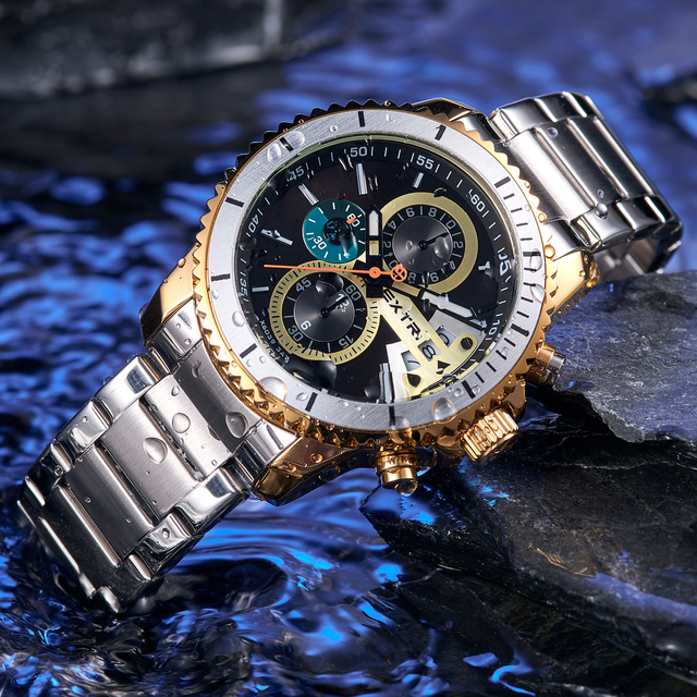 Factory Sale Customized logo OEM Stainless Steel Band Watch Relojes Real Chronos Extri Wrist Watch