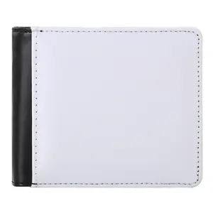 Custom high quality single side white PU leather blank sublimation mens wallet