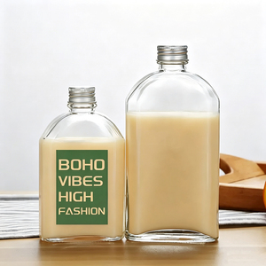 Einzigartige Ovale Weingläser Spirituosenflaschen für Likör und Alkohol mit Aluminiumfolie-Schraubverschlüssen Leere Glasflaschen - Product Image 3