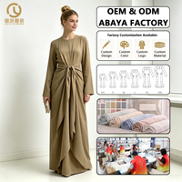personnalisé vente en gros dubai dames élégant plaine enveloppement manches longues musulman Maxi modeste robe pour les femmes