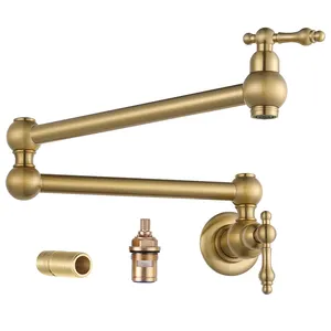 Sanitary Ware Kitchen Water Tap Wall Mount Kitchen Faucet Gold Plated Brass Pot Filler Faucet