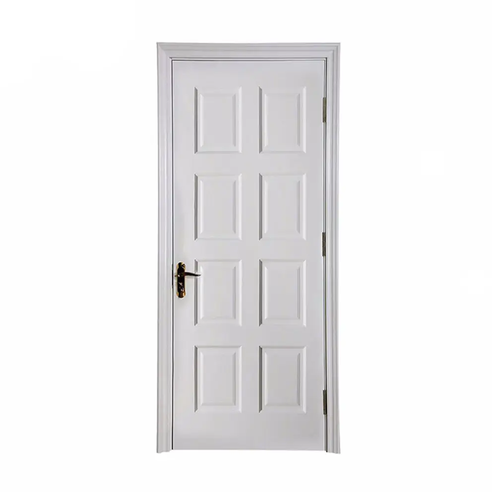 Белые современные двери из массива дерева для спальни, классические белые всадные 8 панелей, межкомнатные деревянные двери