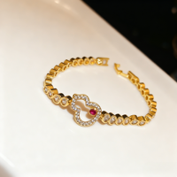 Bracelet fantaisie en or, cuivre et zircon pour femme, motif gourde, chaîne et maillons, bijoux de mode pour dames