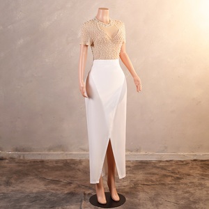 <span class=keywords><strong>Robe</strong></span> formelle à fente perlée <span class=keywords><strong>et</strong></span> manches courtes bon marché, <span class=keywords><strong>robe</strong></span> de soirée <span class=keywords><strong>chic</strong></span> pour femme - Product Image 3