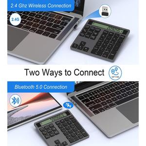 Teclado Numérico Inalámbrico 2.4G con Pantalla y Calculadora - Teclado Numérico Inalámbrico Delgado de 34 Teclas Portátil - Product Image 4