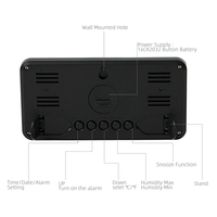 Reloj de Escritorio Digital para Interiores, Calendario, Termómetro, Higrómetro, Pantalla LCD, Medidor Electrónico de Temperatura y Humedad con Retroiluminación