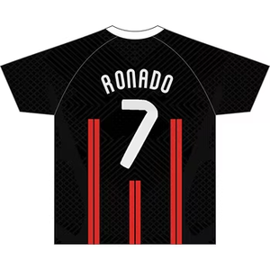 0708 pour <span class=keywords><strong>Manchester</strong></span> <span class=keywords><strong>United</strong></span> Retro Red Devils Jersey No.7 Ronaldinho Soccer Away Jersey Noir Football à manches courtes et longues - Product Image 3