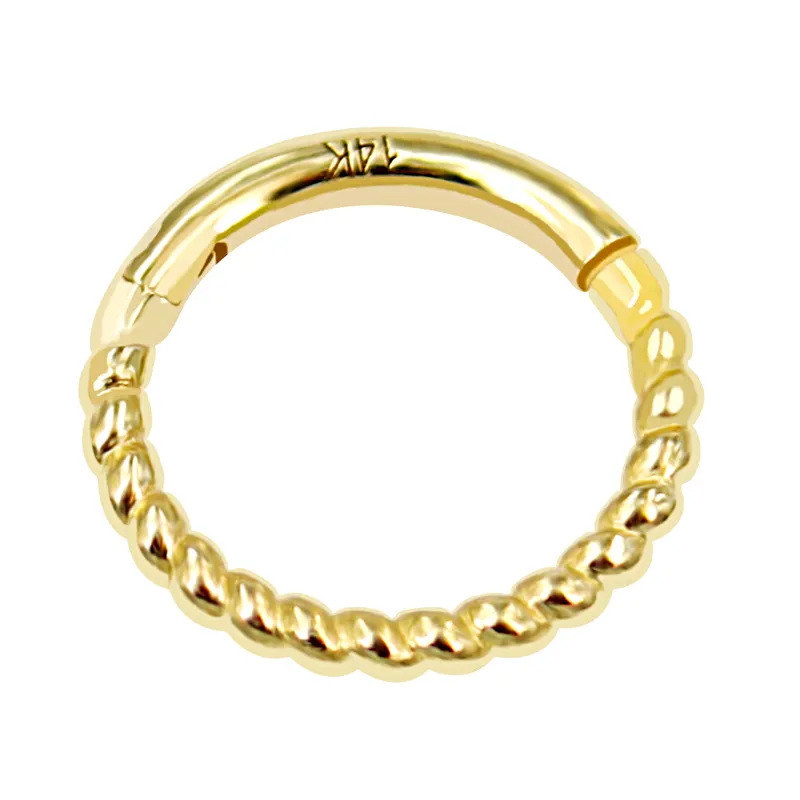 Eternal Metal 14Karat Solid Gold Yellow Gold Clicker Hinged Segment Piercing Ring Body Piercing Jewelry