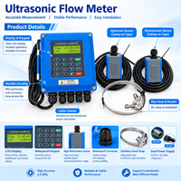 Débitmètre ultrasonique mural à fixation par pince, fourni directement par le fabricant, pour eau, liquide, huile, en acier inoxydable, précision de 1 %