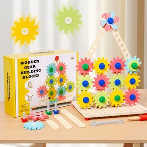 Boys Girls Christmas Birthday Gift Educational STEM Gear Construction <b>Toy</b> Wooden Toddler Kids <b>Tool</b> <b>Set</b> - Product Image 6