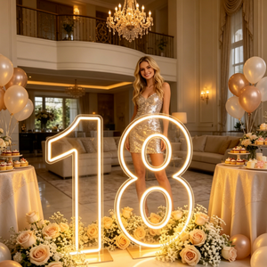 Lampes LED néon portables en acrylique de 60 cm, 90 cm, 120 cm, numéros et lettres à piles pour événements extérieurs, propositions de mariage et fêtes de fiançailles - Product Image 3