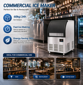 Machine à glaçons commerciale Bicemoon 60kg/24h, refroidissement rapide automatique, 110V 220V 240V, Agent mondial - Product Image 1