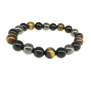 Braccialetto di Tripla Protezione da 10mm per Portare Fortuna e Prosperità, in Ematite, <span class=keywords><strong>Ossidiana</strong></span> <span class=keywords><strong>Nera</strong></span> e Occhio di Tigre - Product Image 3