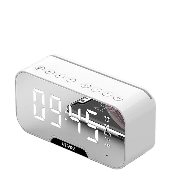 China Manufacturer Wireless Bluetooth Speaker Clock Alarm Clock LED Digital Alarm Alock FM Radio TF Card Speaker