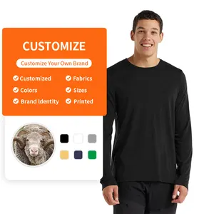 Enerup 100% merino wool 260g plus size men's shirts custom shirt design logo long sleeve men's shirts