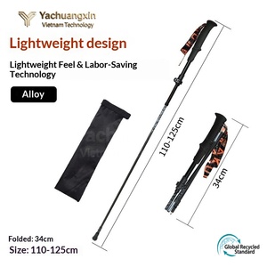 YCX YCX-9.6 Folding Trekking Pole 3-Section Adjustable PVC Metal Shaft Hiking Stick Carbide Alloy Tip EVA Handle Quick <b>Lock</b> - Product Image 3