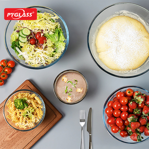 Ciotole in <span class=keywords><strong>vetro</strong></span> PYGLASS carine in cristallo per mescolare grandi ciotole per insalata coperchi per lavastoviglie contenitori sicuri per cucinare la preparazione della cottura - Product Image 5