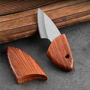 Couteau de poche pliable de qualité supérieure, manche en bois, lame en acier inoxydable tranchante, outil EDC - Promotionnel, multifonction, logo personnalisé - Product Image 1
